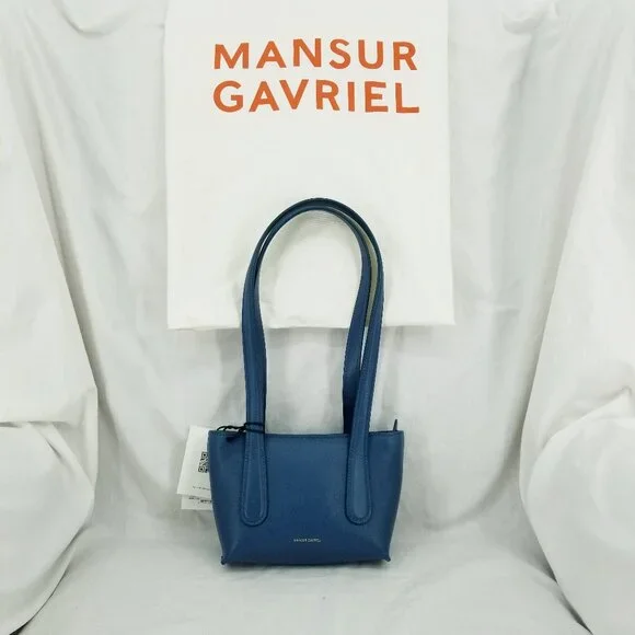 NWT Mansur Gavriel Mini Luxury Leather Bag - Peacock Blue - Picture 1 of 10